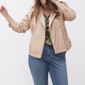 Lane Bryant FAUX LEATHER JACKET WITH BUCKLES